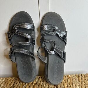 Gray Slide Sandals with Straps
